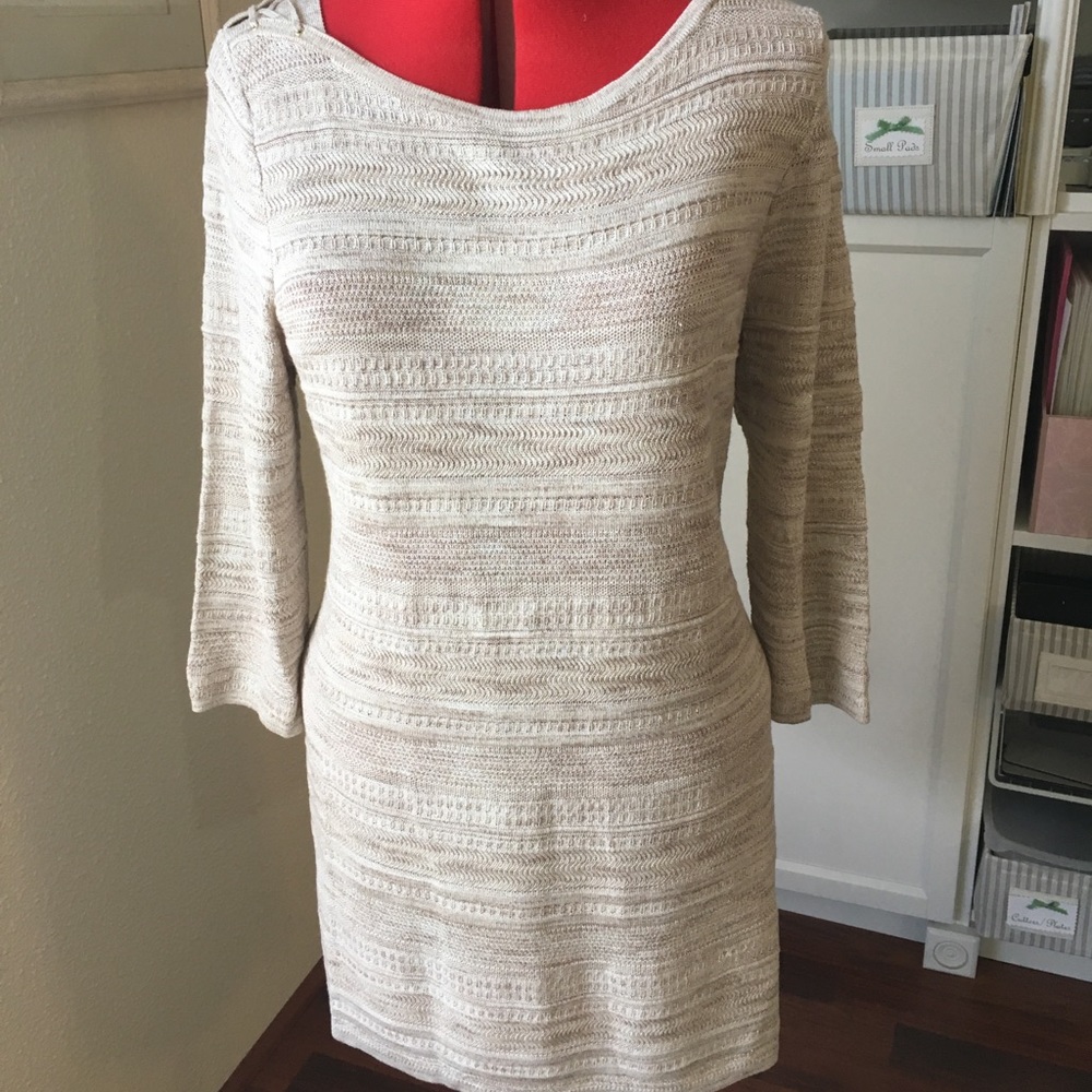 NWOT Beige/gold WHBM Sweater Dress/tunic